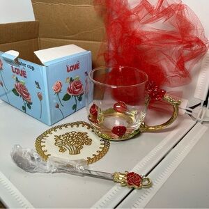 Glass Coffee Enamels Mug Best Birthday Butterfly Rose Gifts for Her